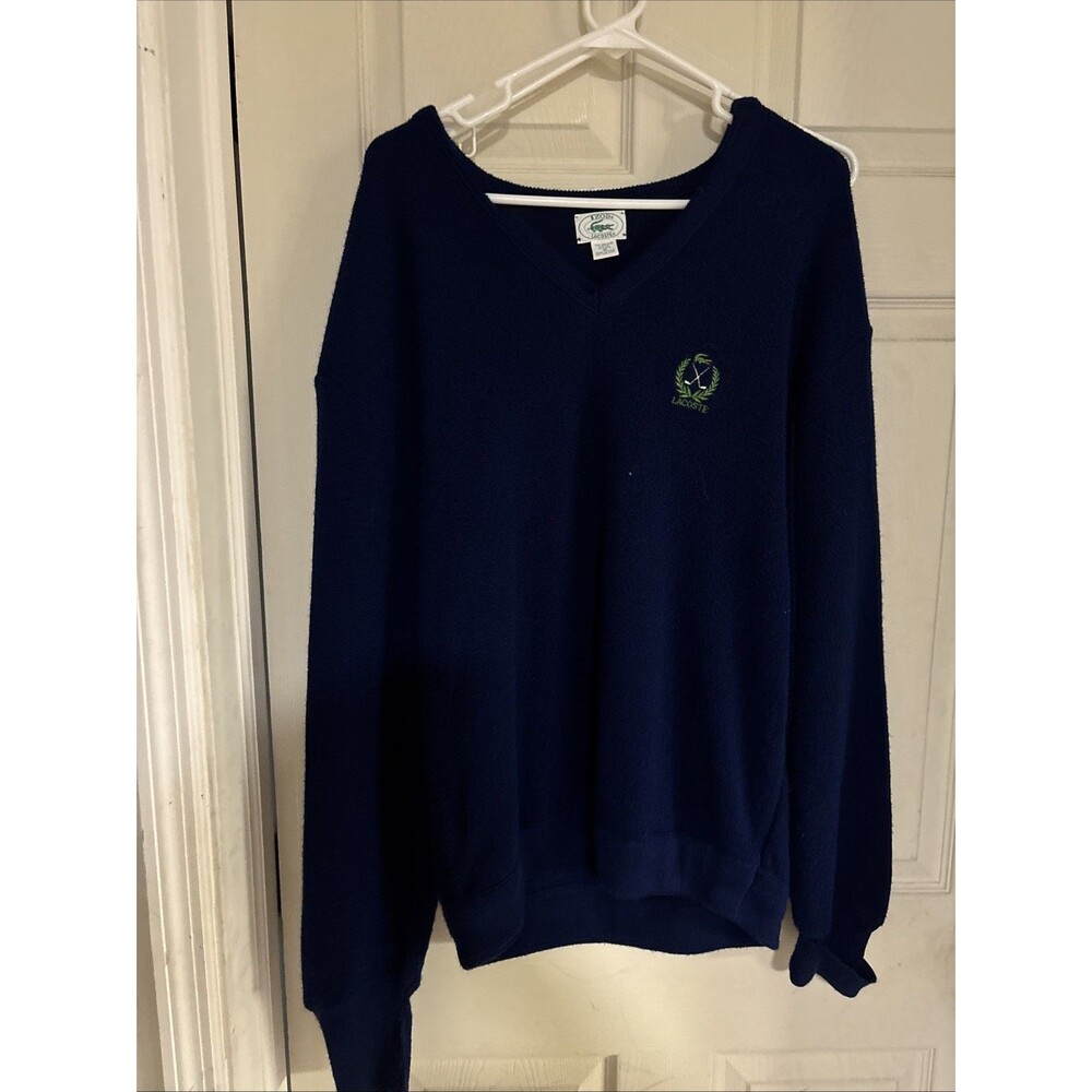 Vintage Izod Lacoste Sweater Mens XL Navy Knit USA 80s Golf Preppy Orlon Acrylic
